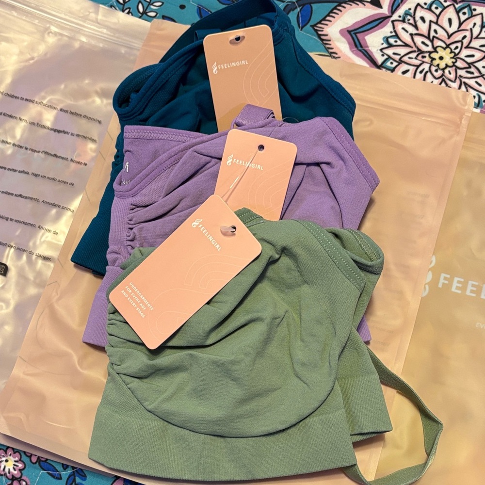 NWT Feelingirl bralette Green, Purple, and Teal size medium